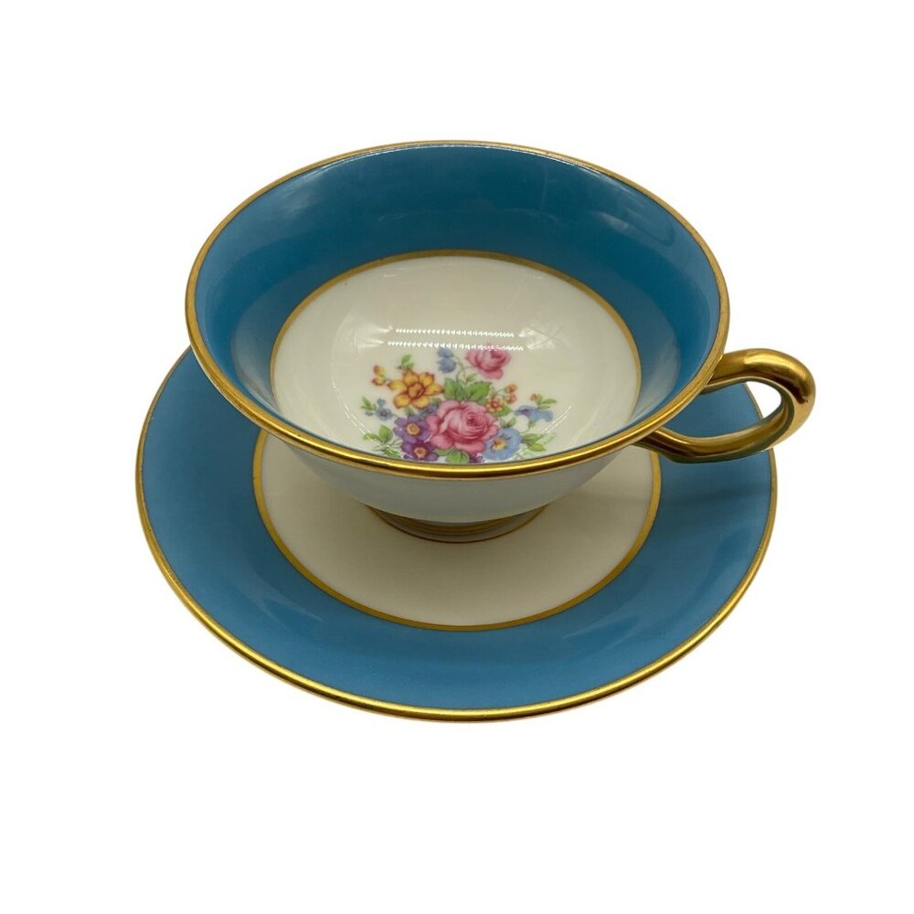 LENOX Stradivarius Blue Teacup and Saucer Retired Vintage Dinnerware Collectible